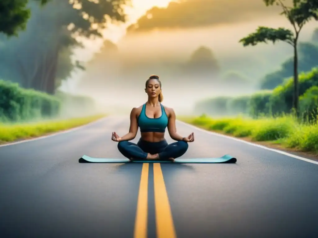 Un amanecer de serenidad y conexiones en un retiro de bienestar en carretera, entre árboles frondosos y diversidad de posturas de yoga