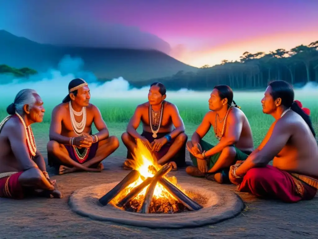 Antiguas tradiciones descubiertas viaje: Indígenas mayores comparten sabiduría ancestral alrededor de la fogata en la selva