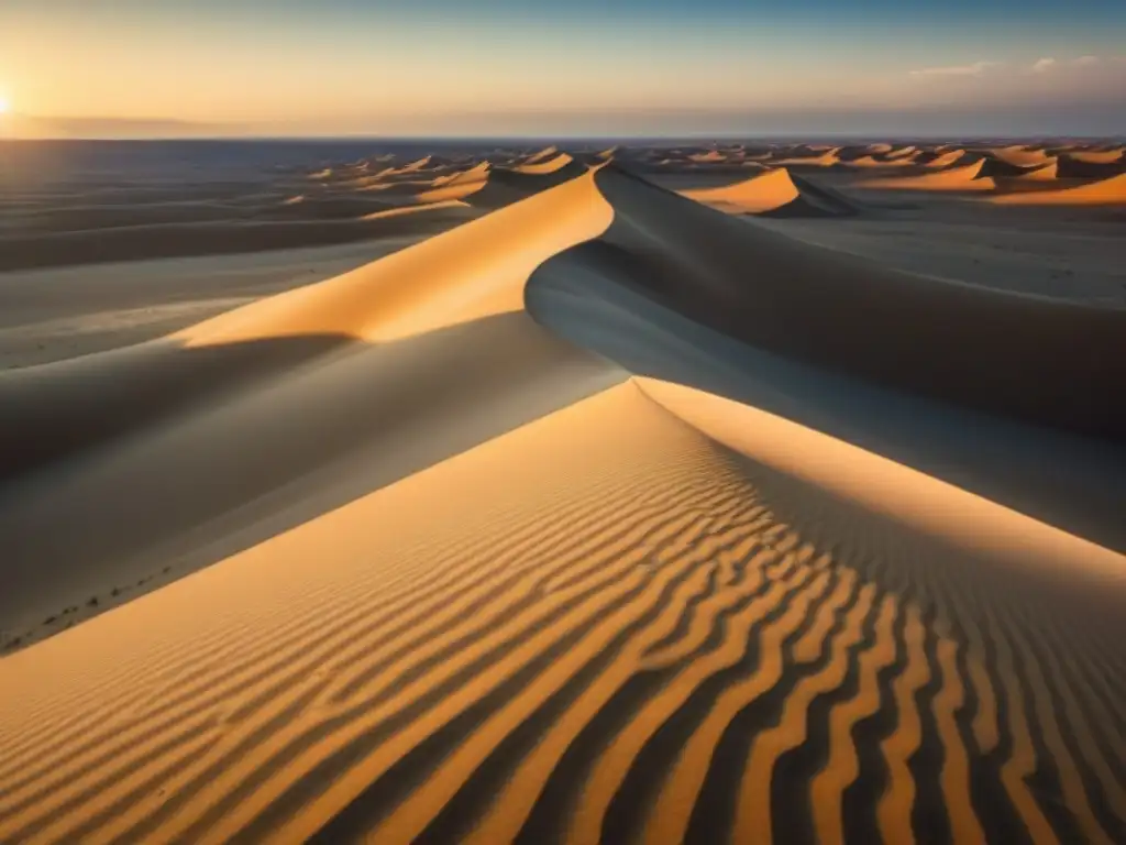 Belleza desértica: arena, sol y horizonte Explora la belleza y soledad de un vasto desierto con consejos para explorar desiertos