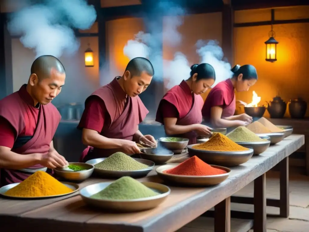 Monasterio en Asia: cocina ancestral llena de sabores y tradición Cocina monástica en Asia: monjes preparando platos con secretos sabor y aromas exóticos