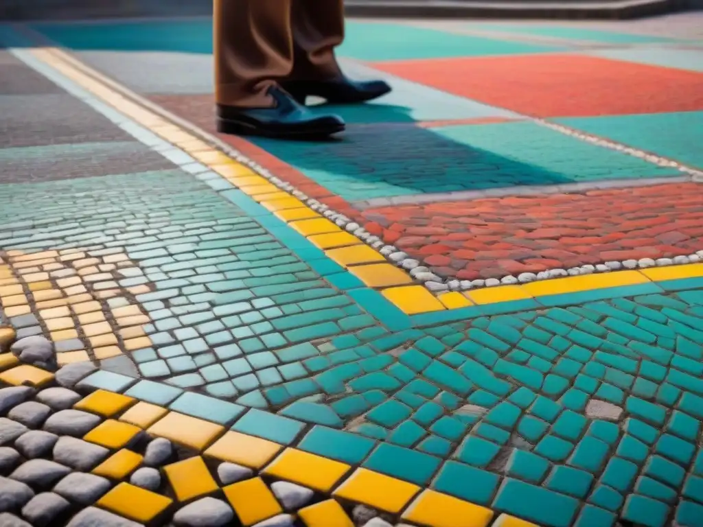 Mosaico romano detallado y colorido de una villa en la Vía Egnatia Detalles vibrantes del suelo de mosaico de una villa romana en la Via Egnatia, revelando secretos del Imperio Romano