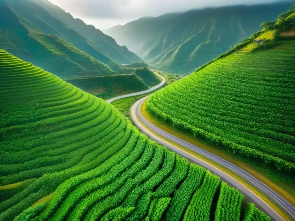 Viaje sostenible por la belleza de Latinoamérica Un emocionante viaje por carretera sostenible en América Latina, entre montañas verdes y prácticas ecoamigables