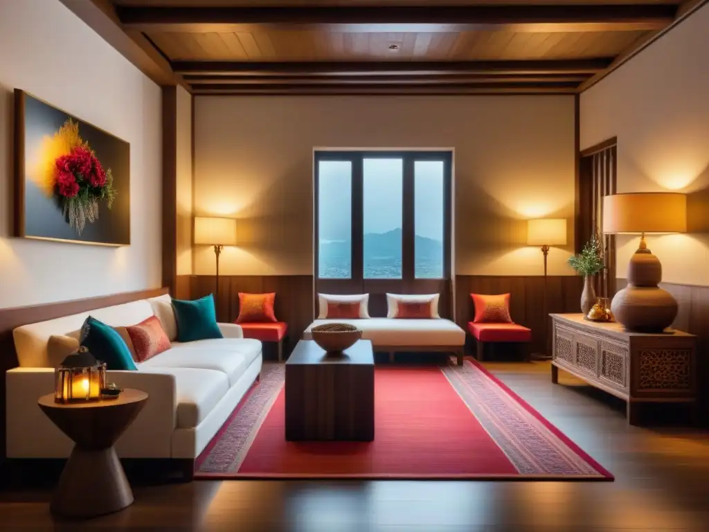 Espléndido lobby de hotel boutique con decoración artesanal local y calidez, fusionando tradiciones y modernidad