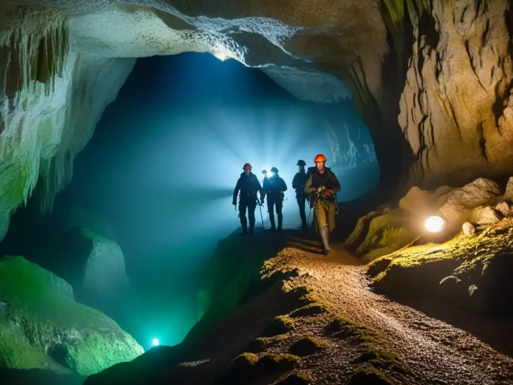 Exploradores en cueva eslovena, maravillados y determinados