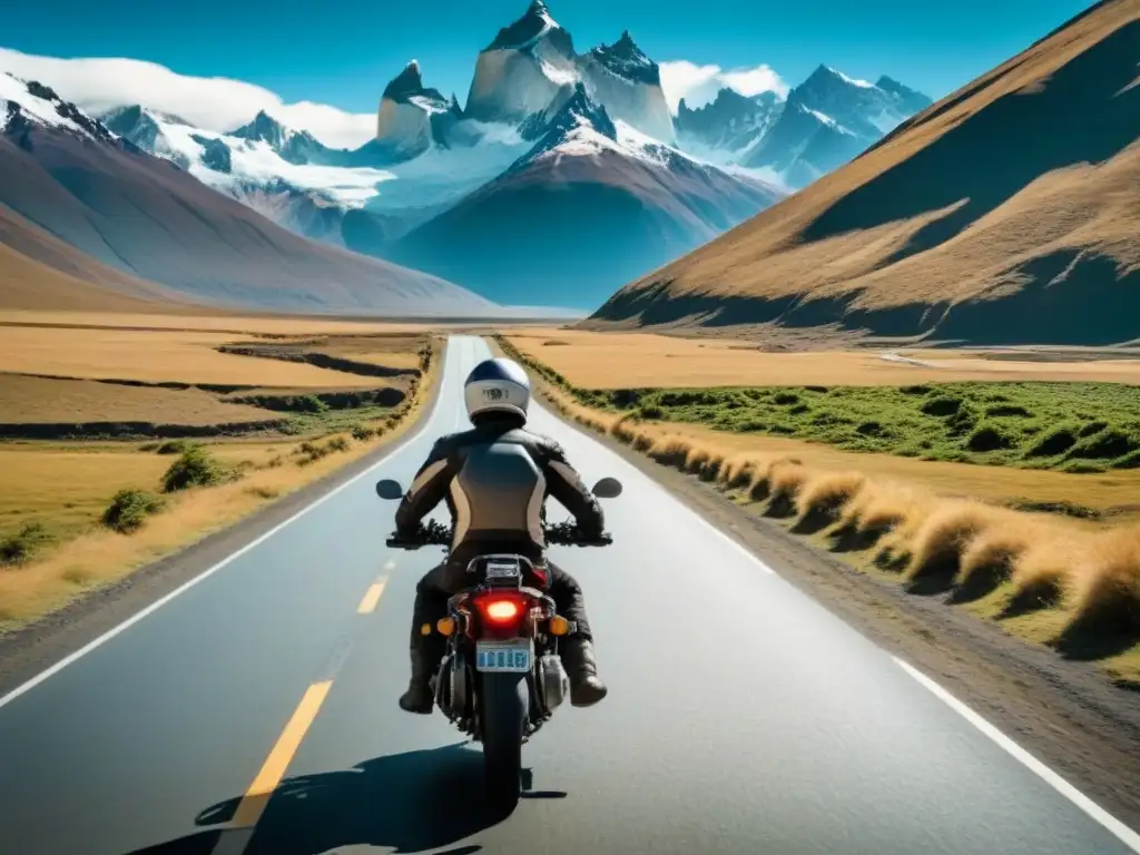 Épica travesía en moto por los Andes Patagónicos Grupo de motociclistas se preparan para la Ruta moto Andes Patagónicos, en un paisaje montañoso y emocionante