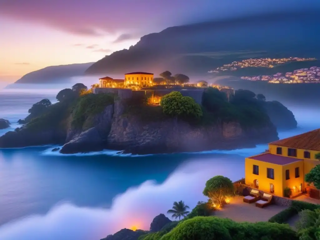 Hermoso hotel boutique con tradiciones locales y encanto cultural al atardecer