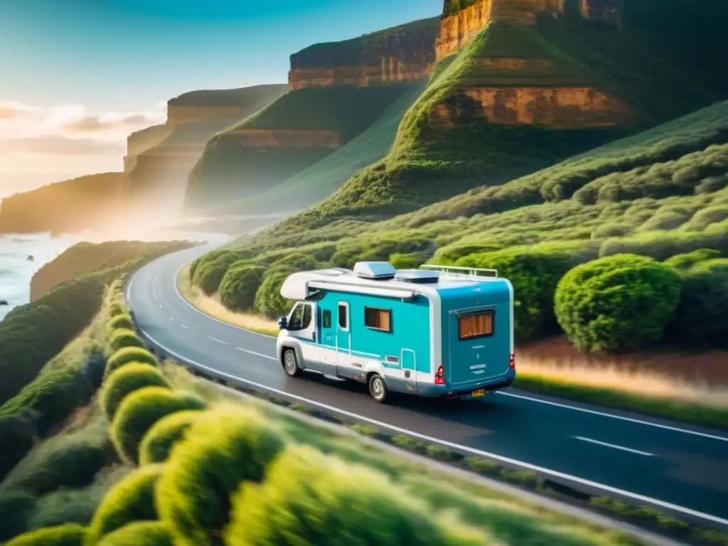 Lujo sobre ruedas: Motorhome en Great Ocean Road Un lujoso motorhome recorre la espectacular Great Ocean Road en Australia