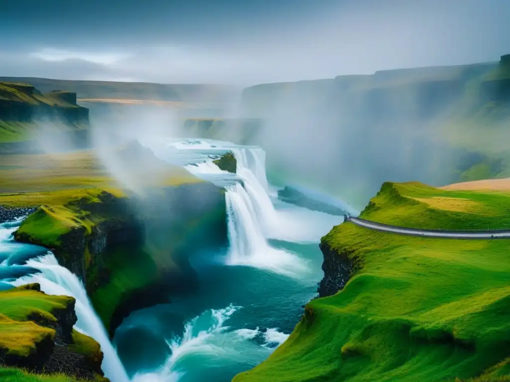 Maravilla en movimiento: Cascada Gullfoss en Islandia La majestuosidad de la cascada Gullfoss en Islandia, parte del Guía viaje Círculo de Oro