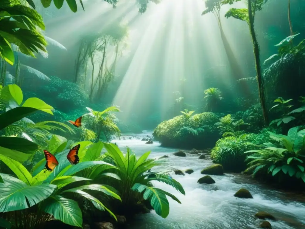 Un paraíso verde en América Latina: reserva natural accesible con exuberante vegetación, río cristalino y aves exóticas