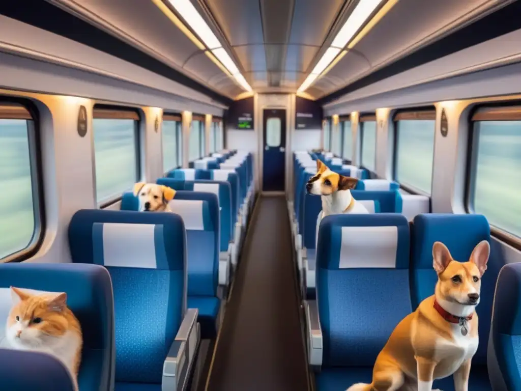 Viaje en tren con mascotas: diversidad y armonía Pasajeros con mascotas viajan en armonía en tren petfriendly en Europa
