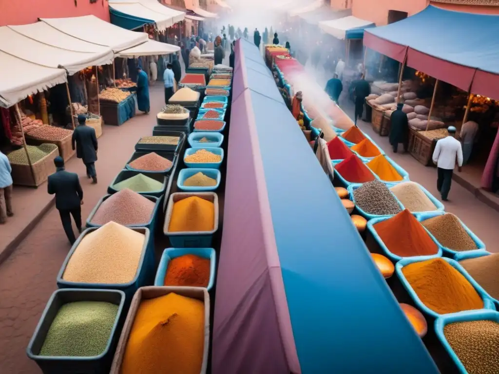 Mercado vibrante en Marrakech: caos de colores y cultura La psicología del color en videografía cobra vida en un bullicioso mercado de Marrakech, Marruecos