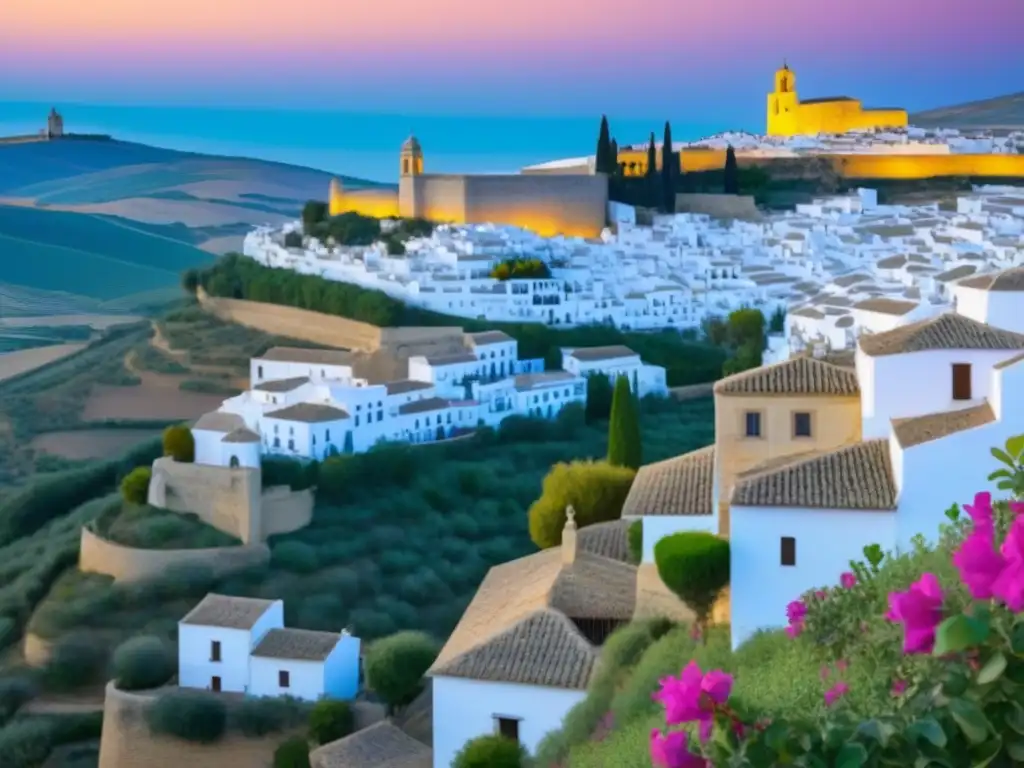 Maravillosa vista de Arcos de la Frontera en Andalucía Un pueblo blanco de Arcos de la Frontera en Andalucía, España