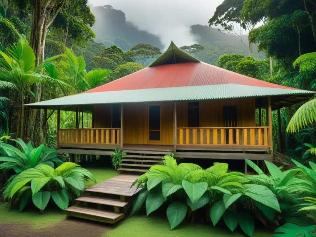 Refugio tropical: cabaña en la selva de Daintree Refugio acogedor en la selva de Australia: cabaña rodeada de exuberante vegetación con desayuno en la terraza