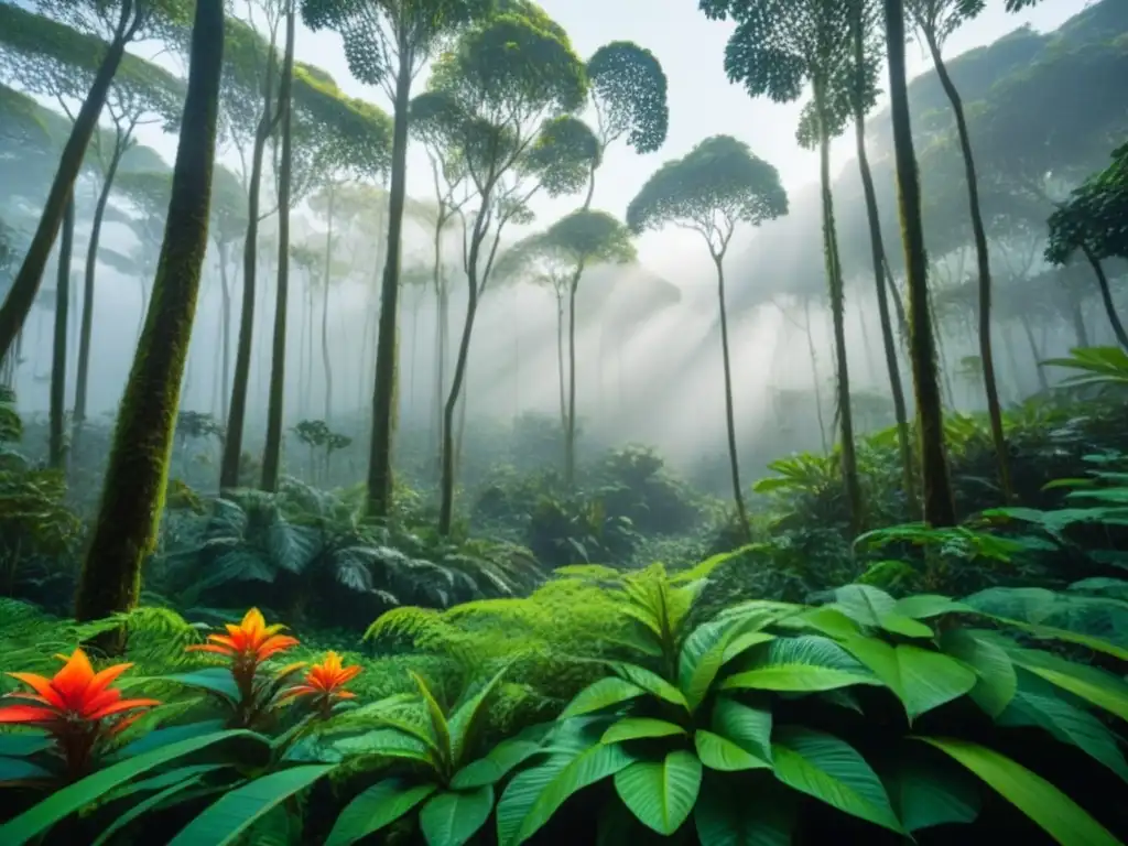Reserva natural accesible en América Latina: exuberante selva tropical con flores vibrantes