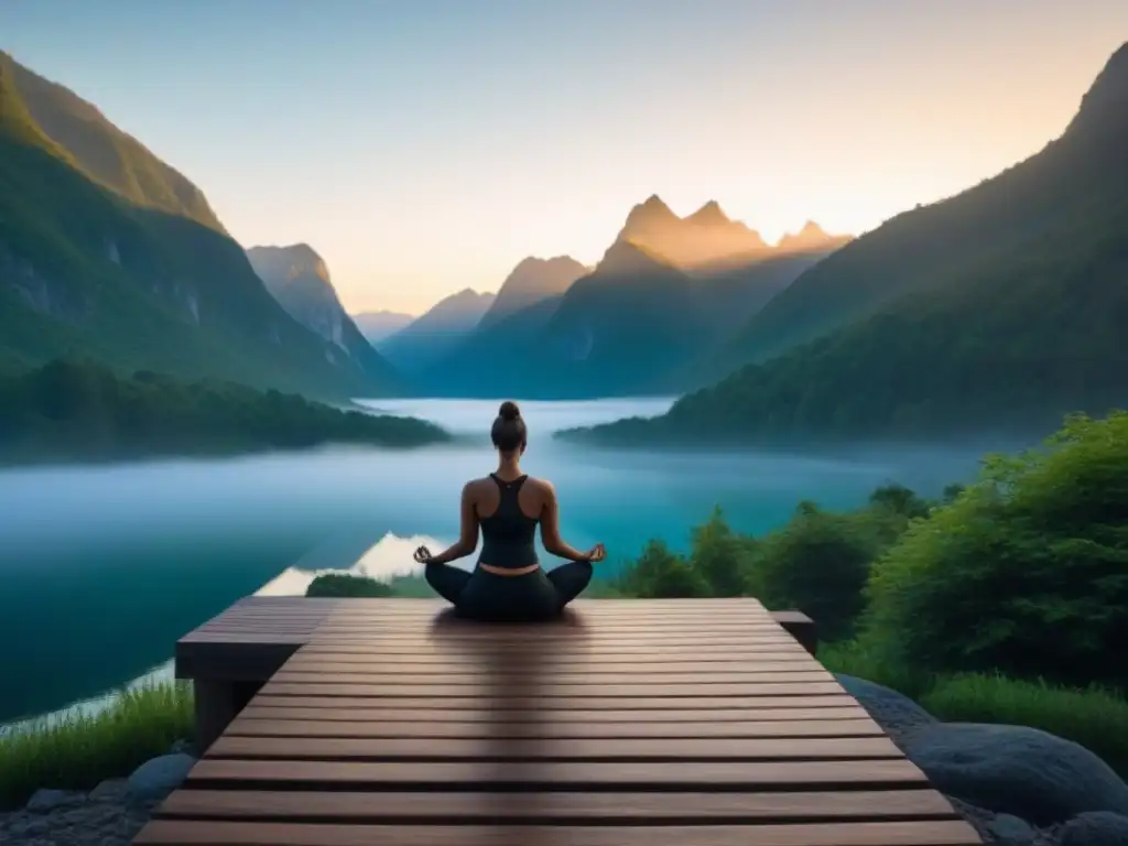 Retiro de montaña al amanecer: yoga y paz interior Retiro de meditación al amanecer en la montaña: paz y conexión espiritual
