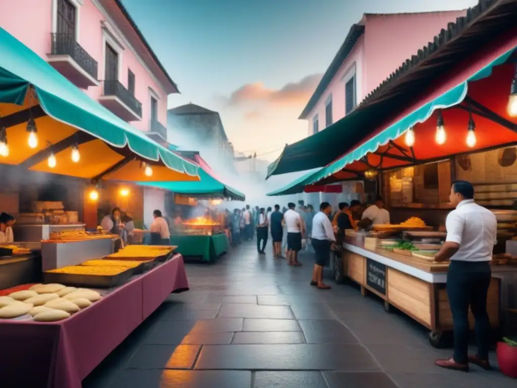 Mercado callejero latino: sabores auténticos y coloridos Explora los sabores auténticos de América Latina en un bullicioso mercado callejero