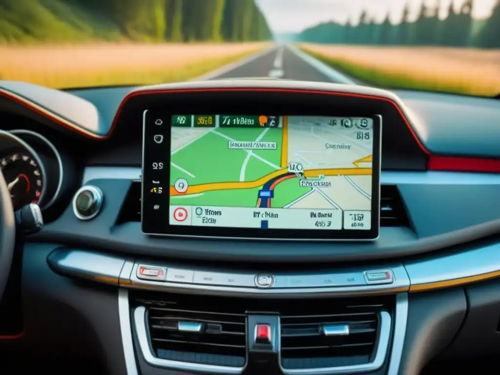 Un sistema de navegación GPS moderno en un vehículo equipado para travesías internacionales por carretera