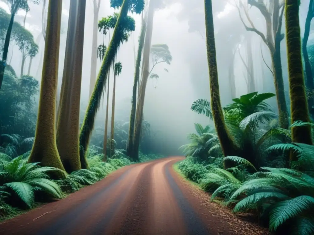 Selva Australiana: Naturaleza Exuberante y Misteriosa Viaje soñado por la exuberante selva australiana en la Carretera de la Selva, con árboles antiguos y aves coloridas