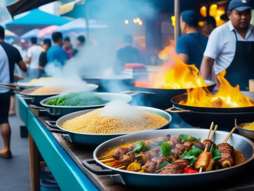 Un vibrante mercado callejero en Bangkok, Tailandia, muestra la historia y evolución de la comida callejera