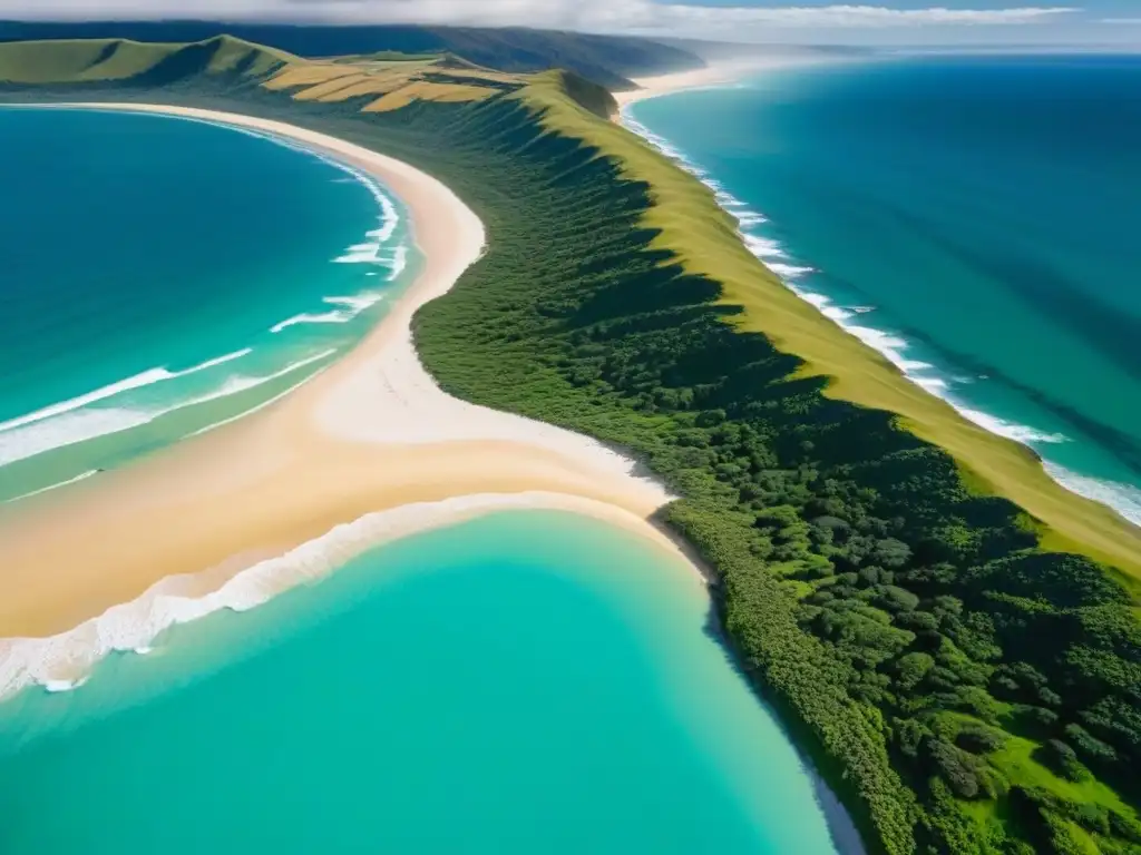 Paraíso oculto: Costa dorada de 90 Mile Beach, Nueva Zelanda Vista aérea impresionante de la dorada Costa 90 Mile Beach en Nueva Zelanda